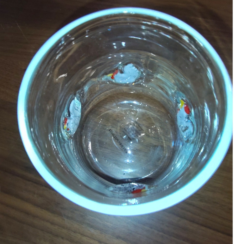 Anthropologie 3D Chicken Rooster Embossed Clear Glass Tumbler Whimsical Glass - Picture 5 of 6